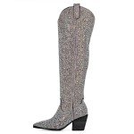 Colorful Rhinestone Thigh High Cowgirl Boots for Women