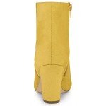 Allegra K Yellow Chunky Heel Ankle Boots