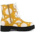 Yellow and White Polka Dot Platform Combat Boots