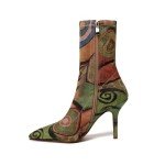 Vivianly Women's Colorful Pointy Toe Stiletto Boots