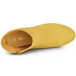 Allegra K Yellow Chunky Heel Ankle Boots