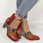 Colorful Women's Snake Skin Chunky Heeled Booties