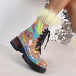Colorful Sparkly Women's Ankle Combat Boots