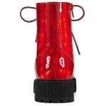 Colorful Lace-Up Red Platform Ankle Boots for Women