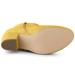 Allegra K Yellow Chunky Heel Ankle Boots