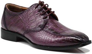 Purple Crocodile Print Oxford Dress Shoes for Men
