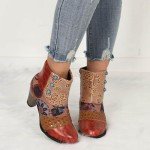 Colorful Women's Snake Skin Chunky Heeled Booties