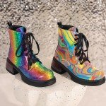 Colorful Sparkly Women's Ankle Combat Boots
