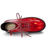 Colorful Lace-Up Red Platform Ankle Boots for Women