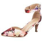 Floral Kitten Heel Closed Toe Dress Shoes
