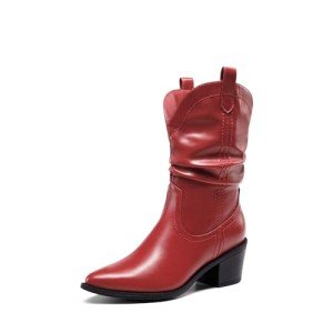 Red Mid-Calf Cowboy Boots for Women
