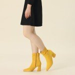 Allegra K Yellow Chunky Heel Ankle Boots