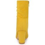 Allegra K Yellow Chunky Heel Ankle Boots