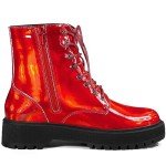 Colorful Lace-Up Red Platform Ankle Boots for Women