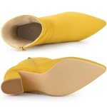 Allegra K Yellow Chunky Heel Ankle Boots