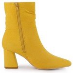 Allegra K Yellow Chunky Heel Ankle Boots