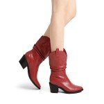 Red Mid-Calf Cowboy Boots for Women