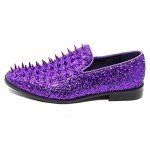 Purple Sparkly Spike Loafers for Men