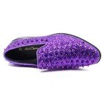 Purple Sparkly Spike Loafers for Men
