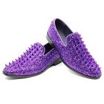 Purple Sparkly Spike Loafers for Men