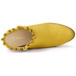 Bright Yellow Ruffle Block Heel Ankle Boots