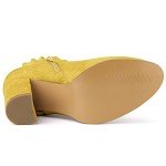 Bright Yellow Ruffle Block Heel Ankle Boots