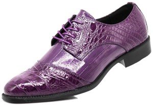 Purple Alligator Print Lace-Up Oxfords for Men