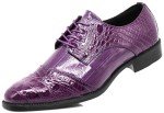 Purple Alligator Print Lace-Up Oxfords for Men
