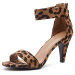 Colorful Leopard Print Open Toe Chunky Heels