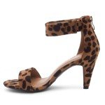 Colorful Leopard Print Open Toe Chunky Heels