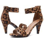 Colorful Leopard Print Open Toe Chunky Heels