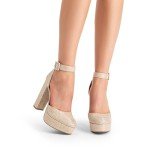 Gold Glitter Chunky Heel Platform Pumps for Women