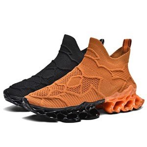 Poramea Men's Laceless Slip on Blade Sneakers Trail Running Walking Tennis Sport Shoes Multicolor Size 10