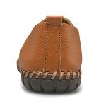 LUODENGLANG Men's Genuine Leather Loafer Shoes Slip On Soft Breathable Handmade Stitching Fashion Casual Shoes Lightweight Driving Dress Shoe Brown 7.5 M40