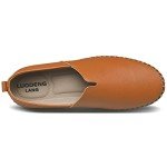 LUODENGLANG Men's Genuine Leather Loafer Shoes Slip On Soft Breathable Handmade Stitching Fashion Casual Shoes Lightweight Driving Dress Shoe Brown 7.5 M40