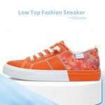 Obtaom Womens Colour Blocking Play Canvas Sneakers Cute Tie Dye Splicing Slip on Shoes Comfortable Multi Walking Shoes for Lady(Orange,US9)