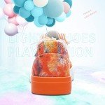 Obtaom Womens Colour Blocking Play Canvas Sneakers Cute Tie Dye Splicing Slip on Shoes Comfortable Multi Walking Shoes for Lady(Orange,US9)