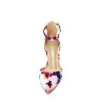 DREAM PAIRS Womens Low Heel Pump Shoes, Floral - 7 (Annee)