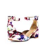 DREAM PAIRS Womens Low Heel Pump Shoes, Floral - 7 (Annee)