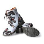 TMA EYES Geometric-Contrast Patchwork Leather Combat Women Boot White 8.5