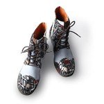 TMA EYES Geometric-Contrast Patchwork Leather Combat Women Boot White 8.5