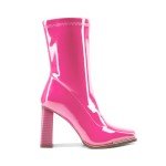 Hot Pink Chunky Block Heel Ankle Gogo Boots