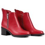 Stylish Red Ankle Boots with Chunky Heel