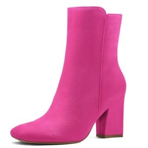 Colorful Women's GoGo Ankle Boots with Chunky Heel
