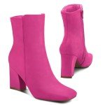 Colorful Women's GoGo Ankle Boots with Chunky Heel