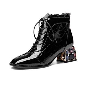 Colorful Chunky Heel Crystal Ankle Boots for Women