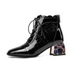 Colorful Chunky Heel Crystal Ankle Boots for Women