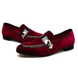 JITAI Men's Red Penny Loafers Slip-On Shoes