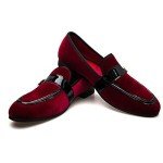 JITAI Men's Red Penny Loafers Slip-On Shoes