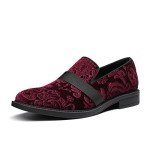 Red Wine Slip-On Tuxedo Loafers for Men